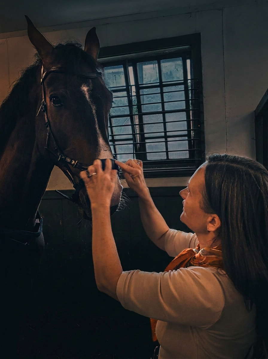 Pernilla Schönbäck working with a horse